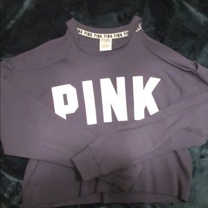 dusty purple bluish  cold shoulder crop top